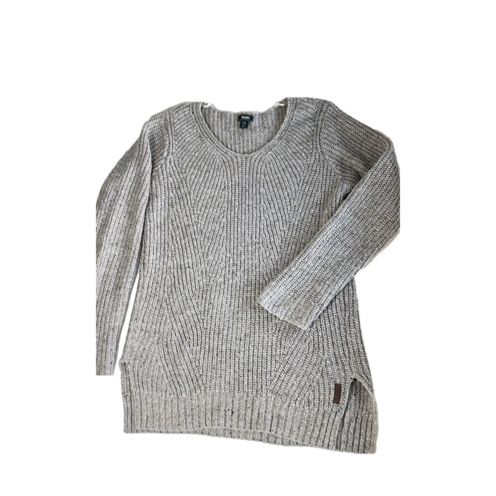 Roots Heritage Wool Blend Chunky Knit Grey Brown Sweater Size Medium Cottagecore